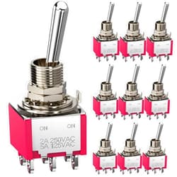 DIYhz Toggle Switch AC 5A/125V 2A/250V 6 Pin Terminals On/On 2 Position DPDT Toggle Switch Mini Miniature Toggle Switch Car Dash Dashboard,10Pcs