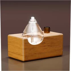 CHEZARTEMIS Waterdrop Glass Essential Oil Diffuser with Handmade Wood Base for Aromatherapy, Waterless Scent Diffuser for Yoga Home Office, Portable & Cordless Oil Nebulizer with LED & Timer, Valentine's Day gift