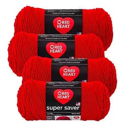 Red Heart Super Saver Yarn (4-Pack of 7oz Skeins) (Cherry Red)