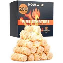 Houswise Fire Starter 200 pcs - Natural Fire Starters for Indoor & Outdoor, Firestarter for Wood Stove, Fireplace Campfires, Chimney, Grill, Fire Pit, BBQ