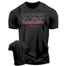D R DETROIT REBELS Comfort Zone is Dangerous Men's Fitness and Bodybuilding Gym T-Shirt