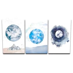 SIGNFORD Canvas Wall Art Moon Over Landscape and Sand Dune in Daylight and Night Sky Astronomy & Space Cosmic Watercolor Abstract Modern Relaxfor Living Room, Bedroom, Office - 16