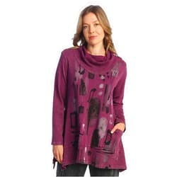 Jess & Jane Abstract Print Mineral Washed Jersey Knit Tunic - M74