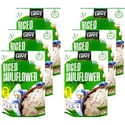 Kitchen & Love Organic Riced Cauliflower 8 oz (6 Pack) | Low Carb, Low Calorie, Healthy Rice Alternative, Vegan, Gluten Free, Ready to Eat & Microwaveable, Dairy Free, Shelf Stable