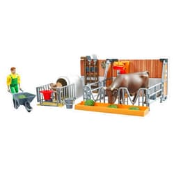 Bruder 62611 bworld Cow and Calf barn with Farmer