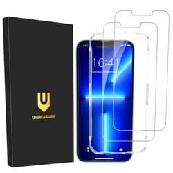 UNBREAKcable Screen Protector for iPhone 14/13/13 Pro [2-Pack] Double Shatterproof Tempered Glass [Easy Installation Frame] [9H Hardness] [99.99% HD Clear] [Bubble Free] for Apple 14/13/13 Pro 6.1''