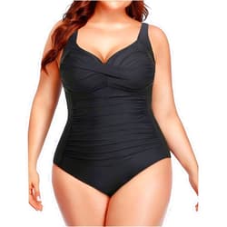Yonique Women Plus Size One Piece Swimsuits Tummy Control Bathing Suits Twist Front Ruched Swimwear