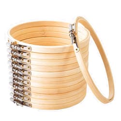 Matchne Embroidery Hoop 12PCS 8 inch Cross Stitch Supplies & Needlework Supplies Easily Loosen/Tighten Bamboo Wooden Hoops for Crafts