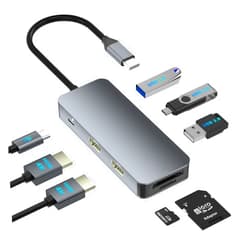 Aibilangose Docking Station Dual Monitor for Dell/HP/Lenovo/Mac Laptop, USB C Laptop Docking Station Dual Monitor, Dual HDMI Adapter for 2 Monitors, 8 in 1 USB C Hub Multiport Adapter with HDMI/USB/PD/SD/TF