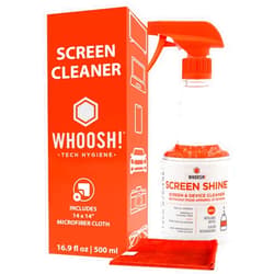 WHOOSH! Large Screen Cleaner Spray and Wipe - 16.9 fl oz + 1 Microfiber Cloth Wipe - for TV, Car, Computer, Laptop, MacBook, iPad, Phone, Camera, Touch Screen - Industrial Size Electronic Cleaner Kit