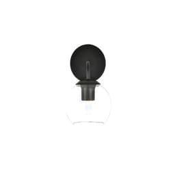 Living District Genesis 1-Light Iron & Glass Bath Sconce in Black/Clear