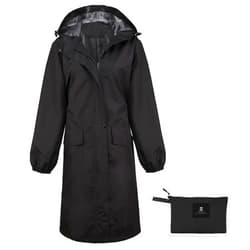SaphiRose Women's Long Rain Jacket Waterproof Lightweight Hooded Raincoat