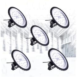 Chunnuan UFO LED High Bay Lights 100W 5 Packs,50000LM 6500K Daylight High Bay LED Shop Lights,Waterproof High Bay Lighting,LED Shop Lights for Factory Warehouse Workshop