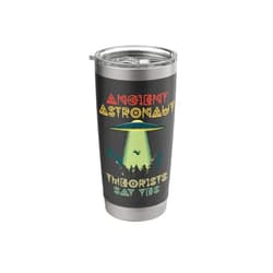 Alien Ancient Astronaut Theorist Tees Dressed4Duty Ancient Astronaut Theorists Say Yes - Alien Head Theorist Stainless Steel Insulated Tumbler