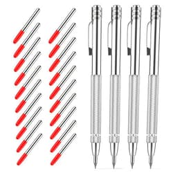 Glieskir 4 Pack Tungsten Carbide Scriber Tool Set with Magnet - Professional Metal Engraving Pen, Extra 20 Carbide Replacement Tips - Ultimate Scribing Tools for Glass/Ceramics/Sheet Metal Marking