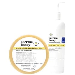 ECZEMA HONEY Oatmeal & Lavender Soap & Oatmeal Body Lotion - Bundle for Sensitive & Dry Skin - Cruelty Free