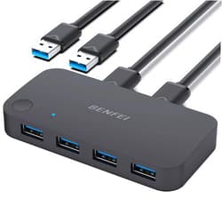 BENFEI USB 3.0 Switch, USB Switch 2 Computers Share 4 USB for PC, Mouse, Keyboard, Printer, Scanner, USB KVM Switch Selector Compatible with Windows, Mac, Linux