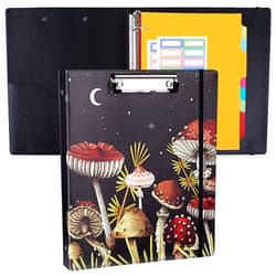 FIODAY 3 Ring Binder 1 Inch, PU Leather Binder Organizer for Letter Size Cute Binder with 8 Tab Dividers Padfolio Clipboard and Labels Stickers for School Office Supplies