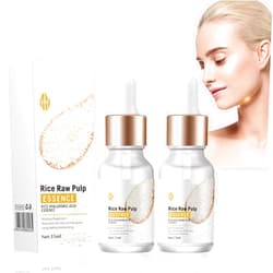 Nofany Crema De Arroz Para Blanquear La Piel De Cara Y Cerrar Los Poros Quitar Manchas,Crema Para Las Manchas De La Cara,Exfoliante De Arroz Para Aclarar La Piel,Moisturizing Facial Serum Essence (2PCS)