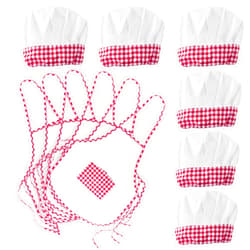 Super Z Outlet 12pc Set Complete Kids Cooking and Baking Apron With Pocket and Chef Hat Dress Up Set, Red Chef Costume for Career Role Play One Size