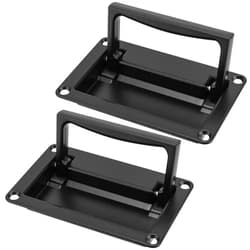 JEUIHAU 2 Pack 4.37 Inches Recessed Pull Handles, Zinc Alloy Recessed Door Handle, Black Flush Pull Handle Container Handle for Toolbox, Box, Cabinets, Flush Lift