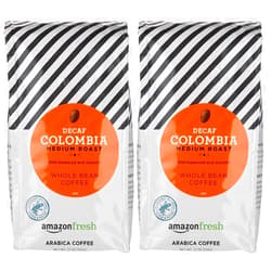 Amazon Fresh AmazonFresh Decaf Colombia Whole Bean Coffee, Medium Roast, 12 Ounce (Pack of 2)