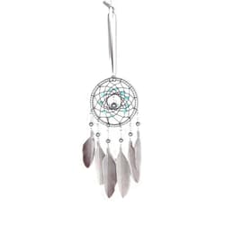 Malicosmile Small Dream Catchers for Cars Rear View Mirror, Handmade Car Charm Pendant Gray Feather and Turquoise Dream Catcher for Car Wall Bedroom Hanging Decorations