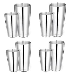 Mwellewm 8 Pcs Cocktail Shaker Boston Shaker Set Professional Bartender Kit Bar Shaker Stainless Steel Drink Shaker Bartending Martini Shaker Tin with 18oz & 28oz Mixed Alcohol Shaker Tool for Beginner(Silver)