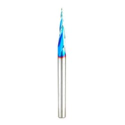 Amana Tool Carbide Up Cut Spiral CNC Router Bits for 2D/3D Carving, 46280-K, 6.2 Deg Tapered Angle Ball Tip x 1/32 D x 1/64 R x 1 x 1/4 Shank 3 Flute