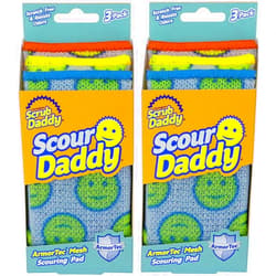Scrub Daddy Scour Pads - Scour Daddy - Multi-Surface Scouring Pad, Absorbent, Durable, FlexTexture Sponge, Soft in Warm Water, Firm in Cold, Scratch Free, Odor Resistant, Easy to Clean 3ct (Pack of 2)