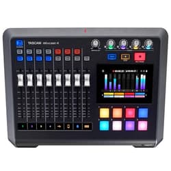 TASCAM Mixcast 4 Podcast Streaming Mixer, Recorder, and USB Audio Interface — Four XLR/TRS Mic Inputs, Touch Screen and Editing Software Included