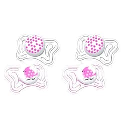 Chicco PhysioForma Light Day & Night Including Glow in Dark Pacifier for Babies 0-6m, Pink, Orthodontic Nipple, BPA-Free, 2-Count in Sterilizing Case (Pack of 2)