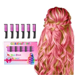 MSDADA New Hair Chalk Comb Temporary Hair Color Dye for Girls Kids with Light Color Hair, Washable Hair Chalk for Girls Age 4 5 6 7 8 9 10 Birthday Cosplay DIY, Christmas, New Year (Pink)