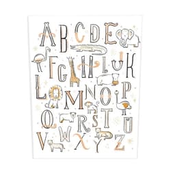 Stupell Industries Nursery Animal Alphabet Chart Soft Orange White, Designed by Zirkus Design Canvas Wall Art, 36 x 48
