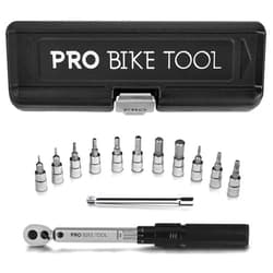 PRO BIKE TOOL 1/4 Inch Drive Click Bicycle Torque Wrench Set – 2 to 20 Nm – Maintenance Kit for Road and Mountain Bikes - Includes Allen and Torx Screws, Extension Bar and Storage Box - ISO Certified