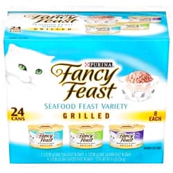 Fancy Feast Grilled Seafood Feast Variety Cat Food 24-3 oz. Cans [Contains: 8 Each: Grilled Tuna Feast, Grilled Salmon Feast, and Grilled Seafood Feast]