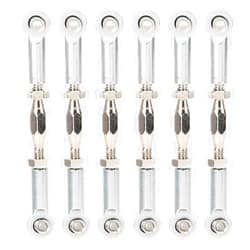 Tbest RC Car Turnbuckle, 6Pcs Adjustable Servo Links Tie Rod Aluminum Alloy RC Pull Rod Turnbuckle Rod Linkage Set for RC Hobby Car Model(Silver) Rc Steering Linkage Dilwe Tie Rods Buckle