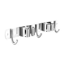 Nuulyycyi Broom and Mop Holder Wall Mounted, Broom Hanger, Broom Holder, Stainless Steel Heavy Duty Broom Racks for Laundry Room, Garage, Garden, Bathroom (2 Racks 3 Hooks)