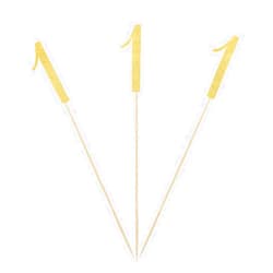 MAGJUCHE Gold Glitter 1st Birthday Centerpiece Sticks, 12-Pack Number 1 Table Topper Anniversary Party Decorations