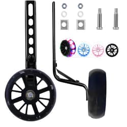 Nakazawa 2pcs Wider Bike Training Wheels Flash Silent for 12-20 inch Bicycles, Sturdy and Adjustable Bicycle Training Wheels, Training Wheels For Kids Bike (Black）…