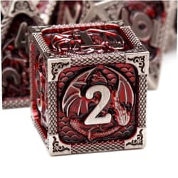 Haxtec DND Dice Set Metal D&D Dice Set with Leather Dice Bag Antique Iron Red Metal Polyhedral Dice for Dungeons and Dragons TTRPG Gifts