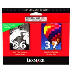 Lexmark 18C2229 36 37 X3650 X4650 X5650 X6650 X6675 Z2420 Ink Cartridge Set (Black & Color, 2-Pack) in Retail Packaging