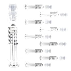 OLYCRAFT 10pcs 1ML Borosilicate Glass Syringe Heat Resistant Luer Lock Syringe without Needle Reusable Glass Dispensing Syringes for Industry or Labtoratory Liquids Glue Oil