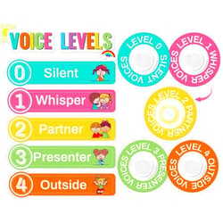Naozinebi Colorful Voice Level Poster with 5 Pack Puck Lights Class Noise Level Display Educational Management Noise Monitor Supplies Rules Sign for Teacher Must Haves Classroom Essentials Elementary School