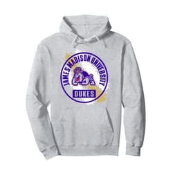 Elite Authentics James Madison Dukes Retro Paint Gray Officially Licensed Pullover Hoodie