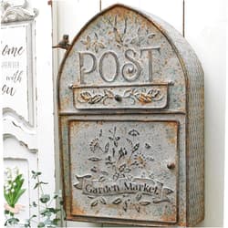 BIG FORTUNE Wall Mount Mailbox for House Outside Vintage Metal Door Mailbox Antique Style Nostalgic Charm Home Decor Garden Vintage English Cottage Decor Gray