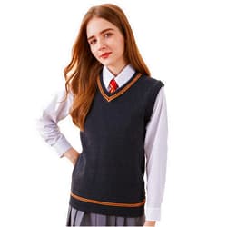Focupaja Sweater Vest Knit V-Neck Sleeveless Pullover Halloween Cosplay Costumes Cardigan Vest Waistcoat Unisex Fall Winter