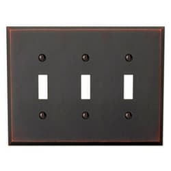 Amerelle Manhattan Triple Toggle Cast Metal Wallplate in Aged Bronze