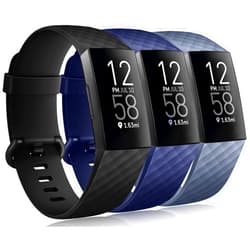 Wepro Bands Compatible with Fitbit Charge 4 Bands for Women Men, Compatible with Fitbit Charge 3 Bands, Compatible with Fitbit Charge 3 SE, 3-Packs, Black, Blue, Blue Gray, Large