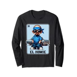 Funny Mexican Lottery Bingo Card Collection EL HOMIE Chicano Low Rider Art Chicano Clothing Cholo Long Sleeve T-Shirt